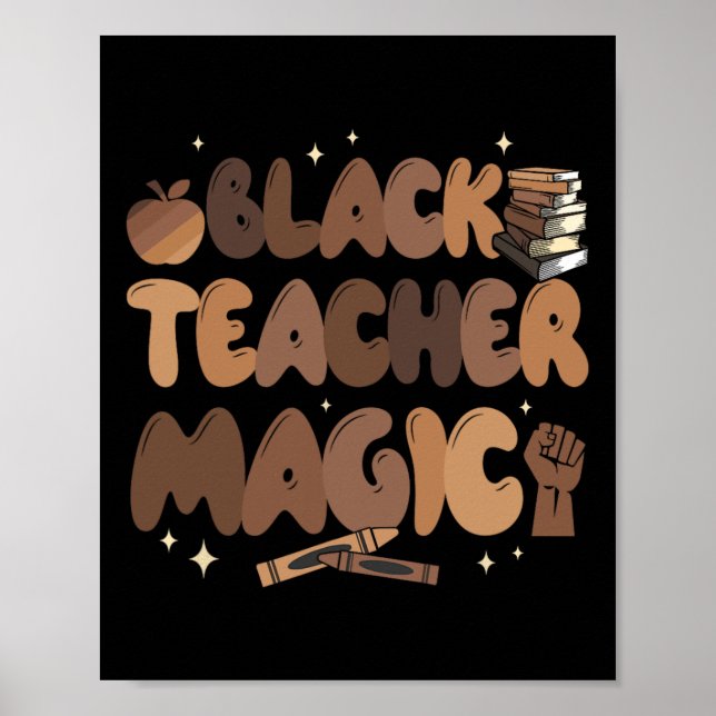 Black Teacher History Magic Education Melanin Afro Poster (Framsidan)