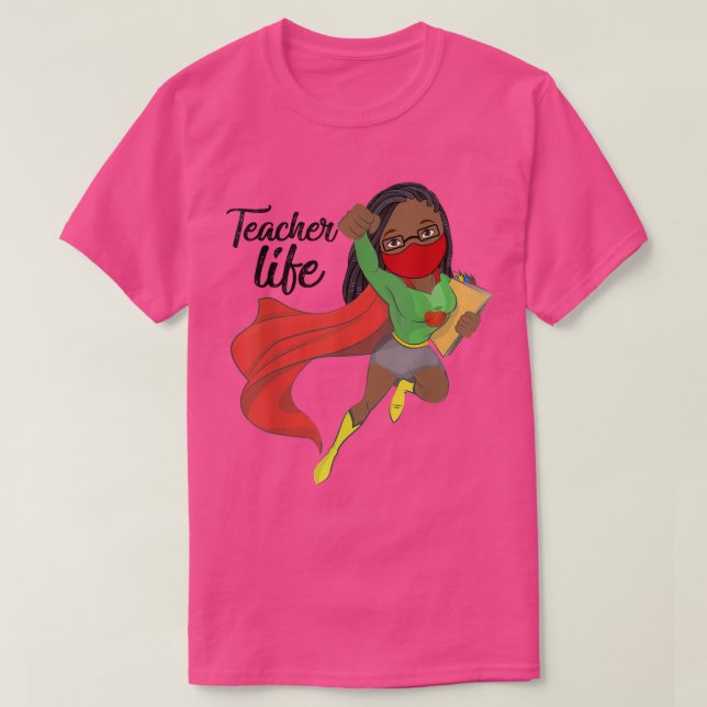 Black Teacher Life Locs Hair Afro Women Sunglasses T Shirt (Design framsida)