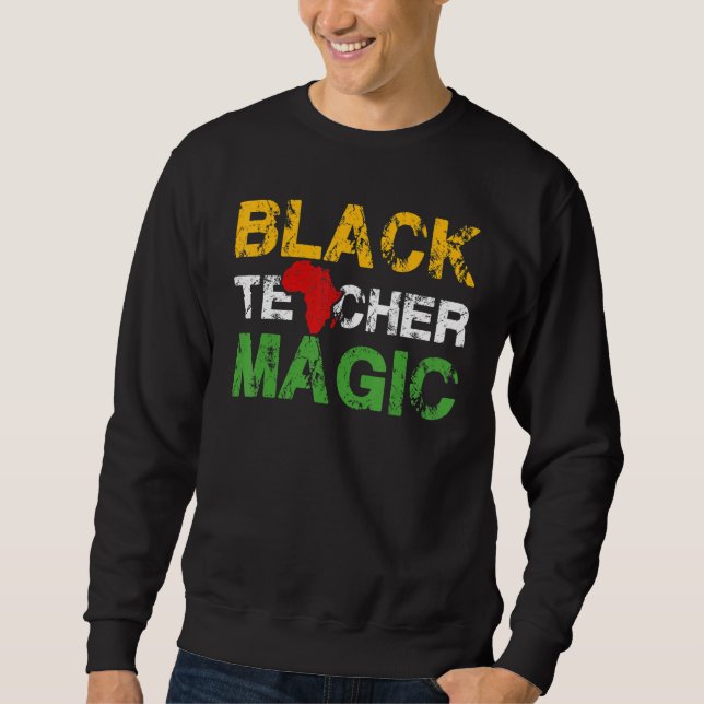 Black Teacher Magic Black History Month 2022 Afri Lång Ärmad Tröja (Framsida)