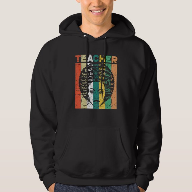 Black Teacher Magic Melanin Hearts Black History M Hoodie (Framsida)