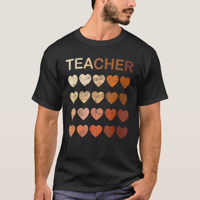 Black Teacher Magic Melanin Hearts Black History M T Shirt (Framsida)