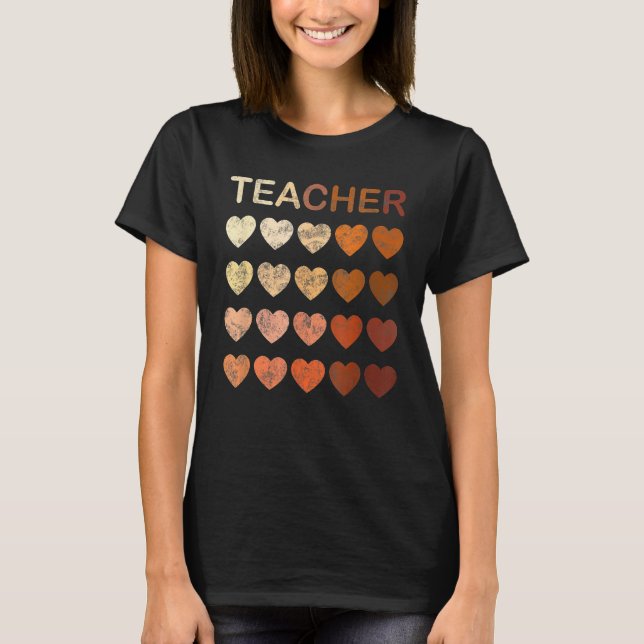 Black Teacher Magic Melanin Hearts Black History M T Shirt (Framsida)
