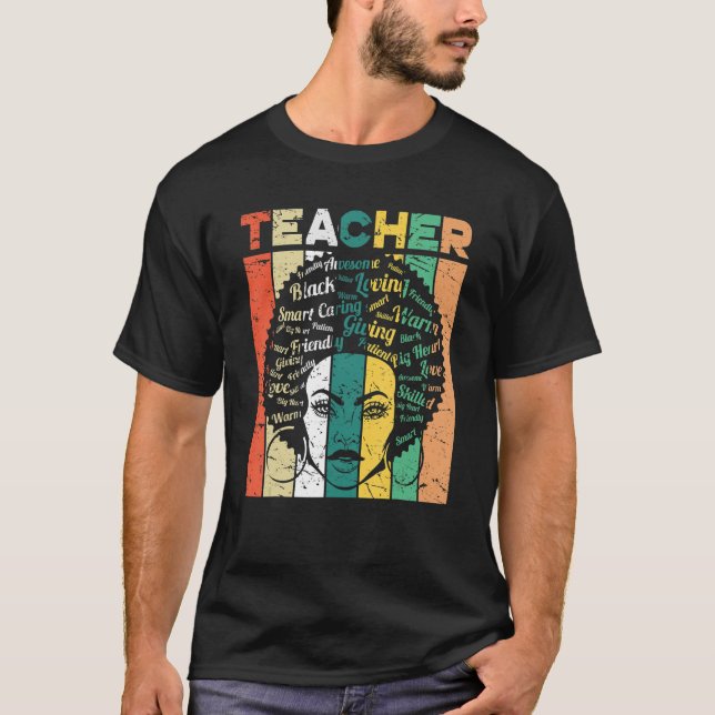 Black Teacher Magic Melanin Hearts Black History M T Shirt (Framsida)
