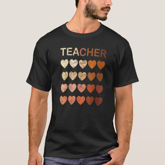 Black Teacher Magic Melanin Hearts Black History M T Shirt (Framsida)