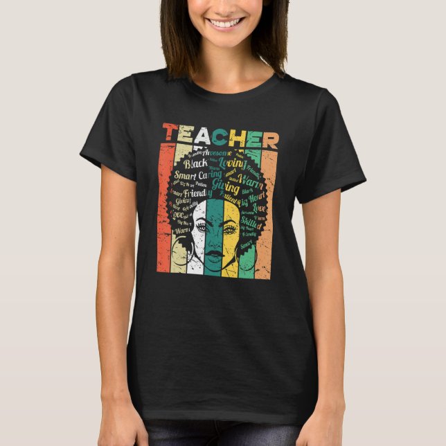 Black Teacher Magic Melanin Hearts Black History M T Shirt (Framsida)