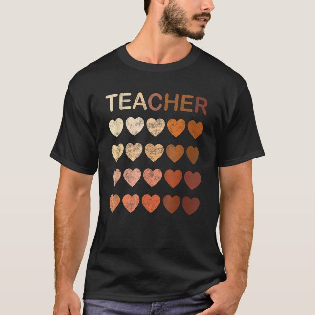 Black Teacher Magic Melanin Hearts Black History M T Shirt (Framsida)