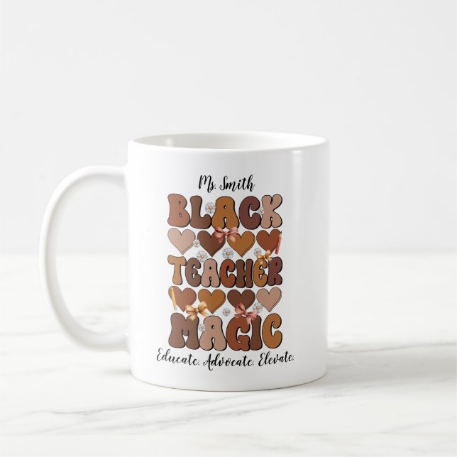 Black Teacher Magic Personalized Mug Kaffemugg (Vänster)