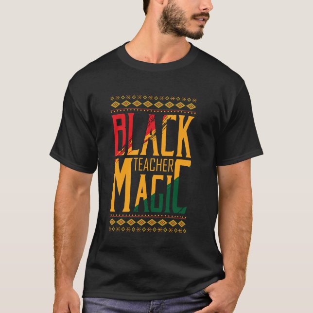 Black Teacher Magic T Shirt (Framsida)