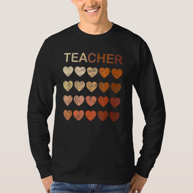 Black Teacher Melanin Hearts Women Black History M T Shirt (Framsida)