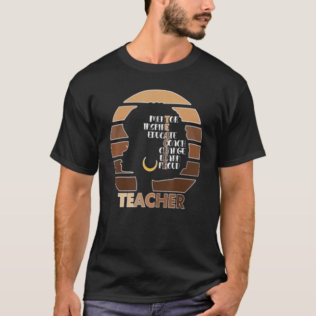 Black Teacher Pride Melanin Afro Queen African Ame T Shirt (Framsida)