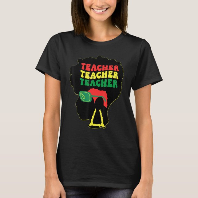 Black Teacher Queens Melanin Women Sista Teachers  T Shirt (Framsida)