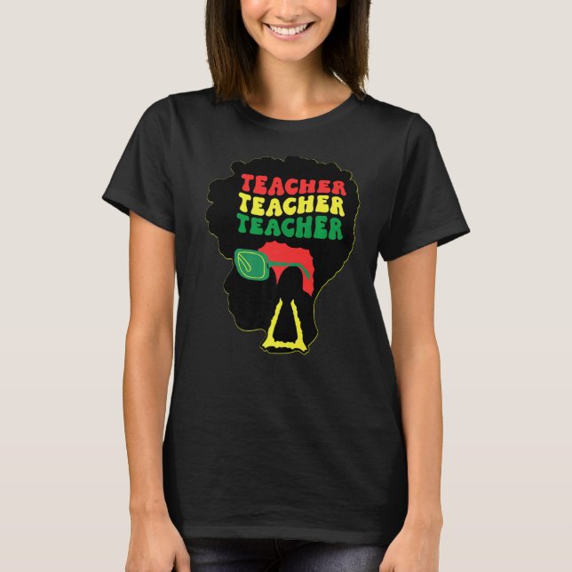 Black Teacher Queens Melanin Women Sista Teachers  T Shirt (Framsida)