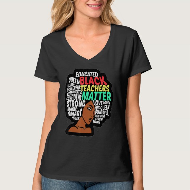 Black Teacher Smart Teacher Afro Kärlek Melanin Af T Shirt (Framsida)