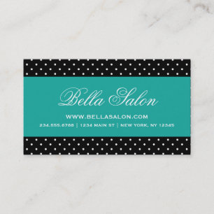 Black & Teal Cute Modern Polka dots Visitkort