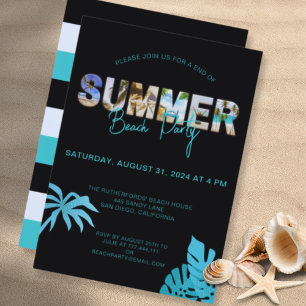 Black Teal End Sommar Beach Party Inbjudningar