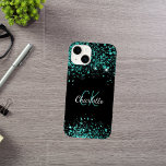 Black teal grönt glitter namn<br><div class="desc">En svart färgad i snyggten. Dekorerad med teal,  grönt faux glitter stoft. Anpassa och lägg till ditt första namn,  monogram initialer och fullt namn. Namn är skrivet med ett handskript i stil.</div>