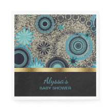 Black Teal Guld Personlig Baby Shower Napkin