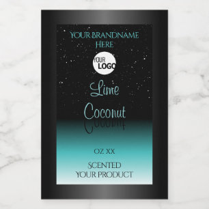 Black Teal Ombre Product Labels Soft Glitter Logot Mat Etikett