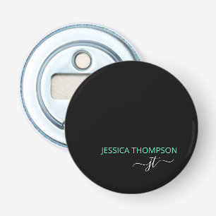 Black Teal Personlig Modern Monogram Namn Flasköppnare