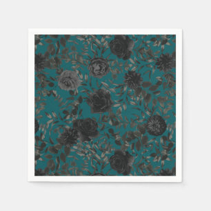 Black Teal Ro Gothic Elegant bröllop Pappersservett