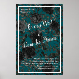 Black Teal Ro Gothic Elegant bröllop Poster