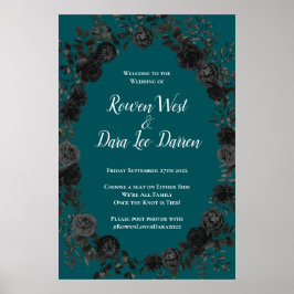 Black Teal Ro Gothic Elegant bröllop Poster