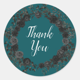 Black Teal Ro Gothic Elegant bröllop Runt Klistermärke