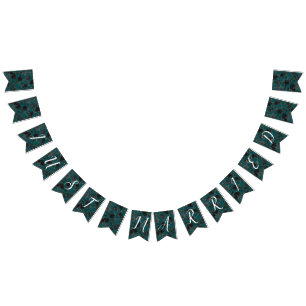 Black Teal Ro Gothic Elegant bröllop Vimplar