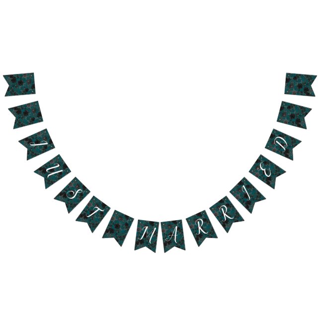 Black Teal Ro Gothic Elegant bröllop Vimplar (Alla)