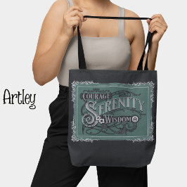 Black Teal Vintage Stil Serenity Prayer Tygkasse
