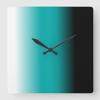 Black Teal White Ombre Fyrkantig Klocka