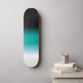 Black Teal White Ombre Mini Skateboard Bräda 18,5 Cm