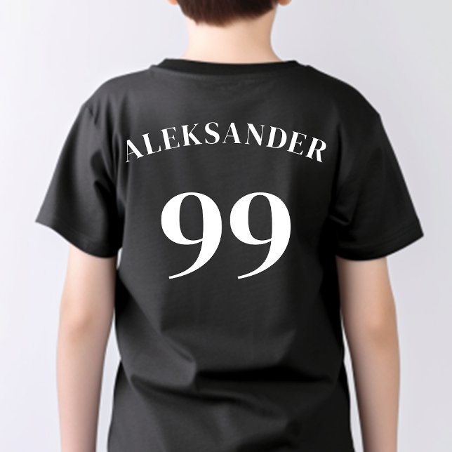 Black Team Logotyp Namn Nummer Modern Sport T Shirt (Skapare uppladdad)