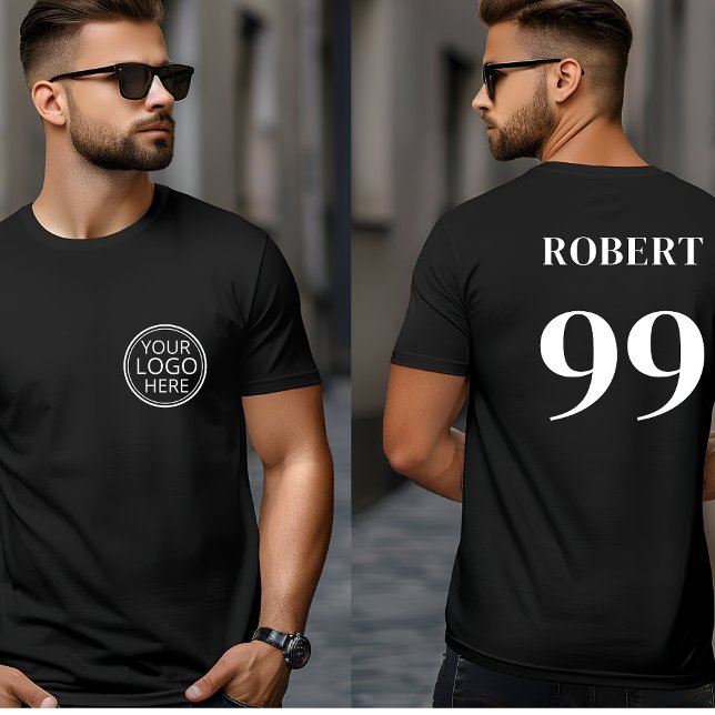 Black Team Logotyp Namn Nummer Modern Sport T Shirt (Skapare uppladdad)