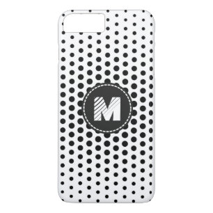 Black Techno Dots Modern Monogram