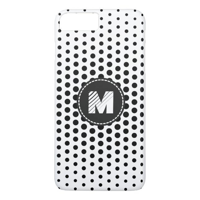 Black Techno Dots Modern Monogram Case-Mate iPhone Skal (Baksida)