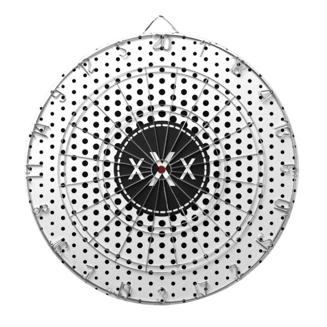 Black Techno Dots Modern Monogram Darttavla (Framsidan)