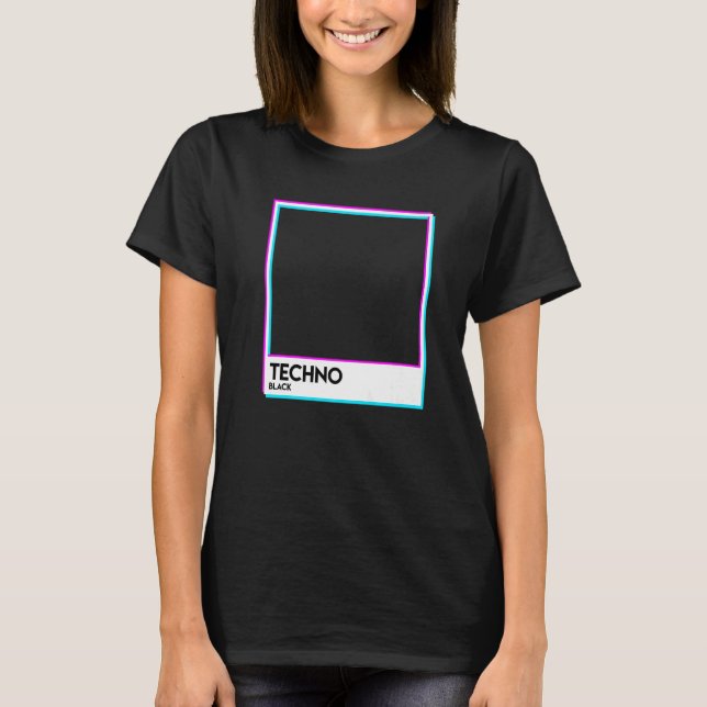 Black Techno Music EDM Electro Deep House T Shirt (Framsida)