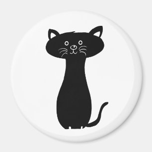 Black Tecknad Kattunge Magnet