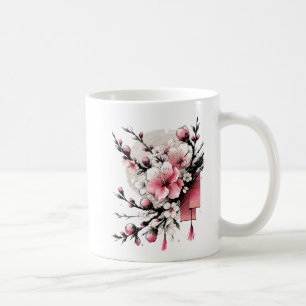 Bläck Teckning vid Hoa Dao Gott nytt år Kaffemugg