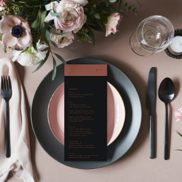 Black Terracotta Rand Monogram Bröllop Meny