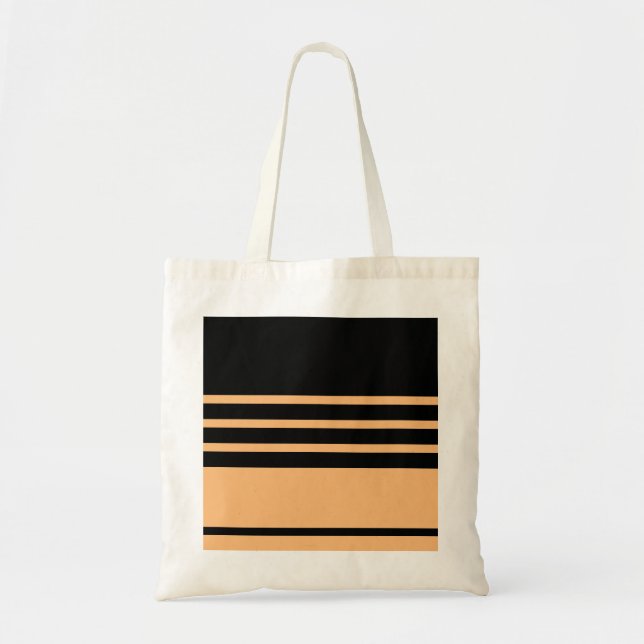 Black Terracotta Vågrät Rand Tygkasse (Framsidan)