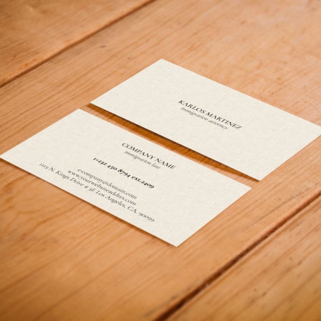 Black Text On Beige Linen Immigration Attorney Visitkort (Skapare uppladdad)