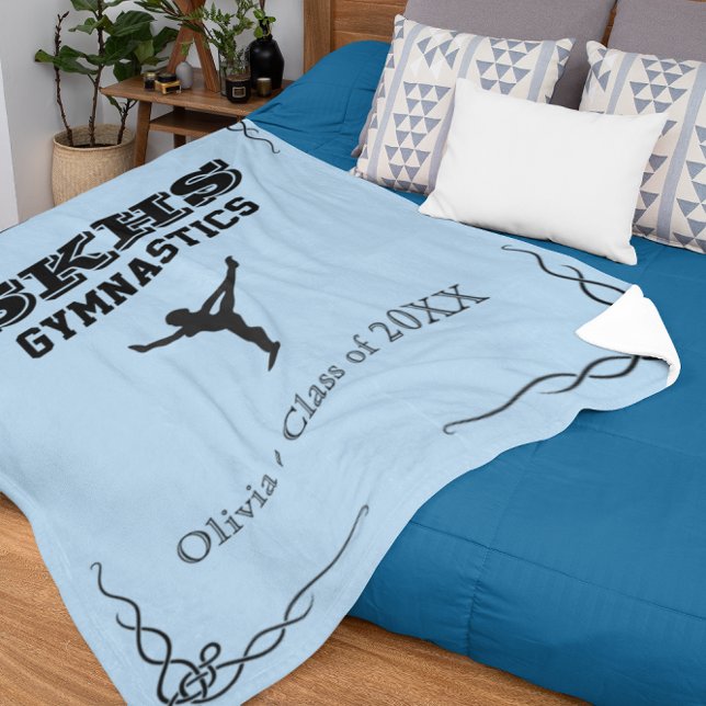 Black Text Ull Med Blanket i Gymnastics Team Fleecefilt (Gymnastics Team Black Text Fleece Med Blanket)