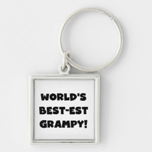 Black Text World's Bästa Grampy-gåvor Fyrkantig Silverfärgad Nyckelring