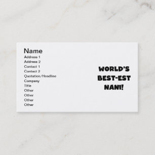 Black Text World's Best Nani T-shirts and Gift Visitkort