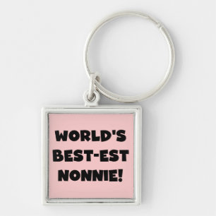 Black Text World's Best Nonnie Gifts Fyrkantig Silverfärgad Nyckelring