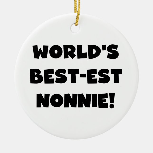Black Text World's Best Nonnie Gifts Julgransprydnad Keramik (Framsidan)