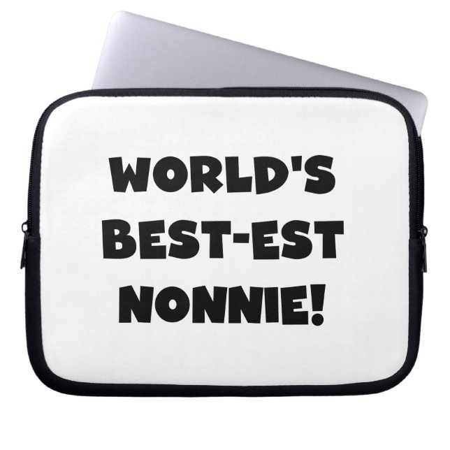 Black Text World's Best Nonnie Gifts Laptop Sleeve (Framsidan)