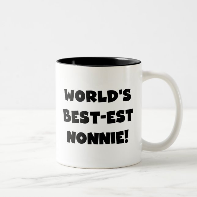 Black Text World's Best Nonnie Gifts Två-Tonad Mugg (Höger)